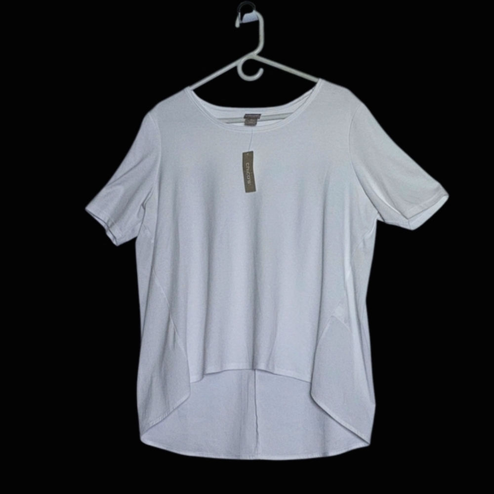 Chico's Knit Top Refined Swing Tee White Alabaster Size 2P/Large Petite